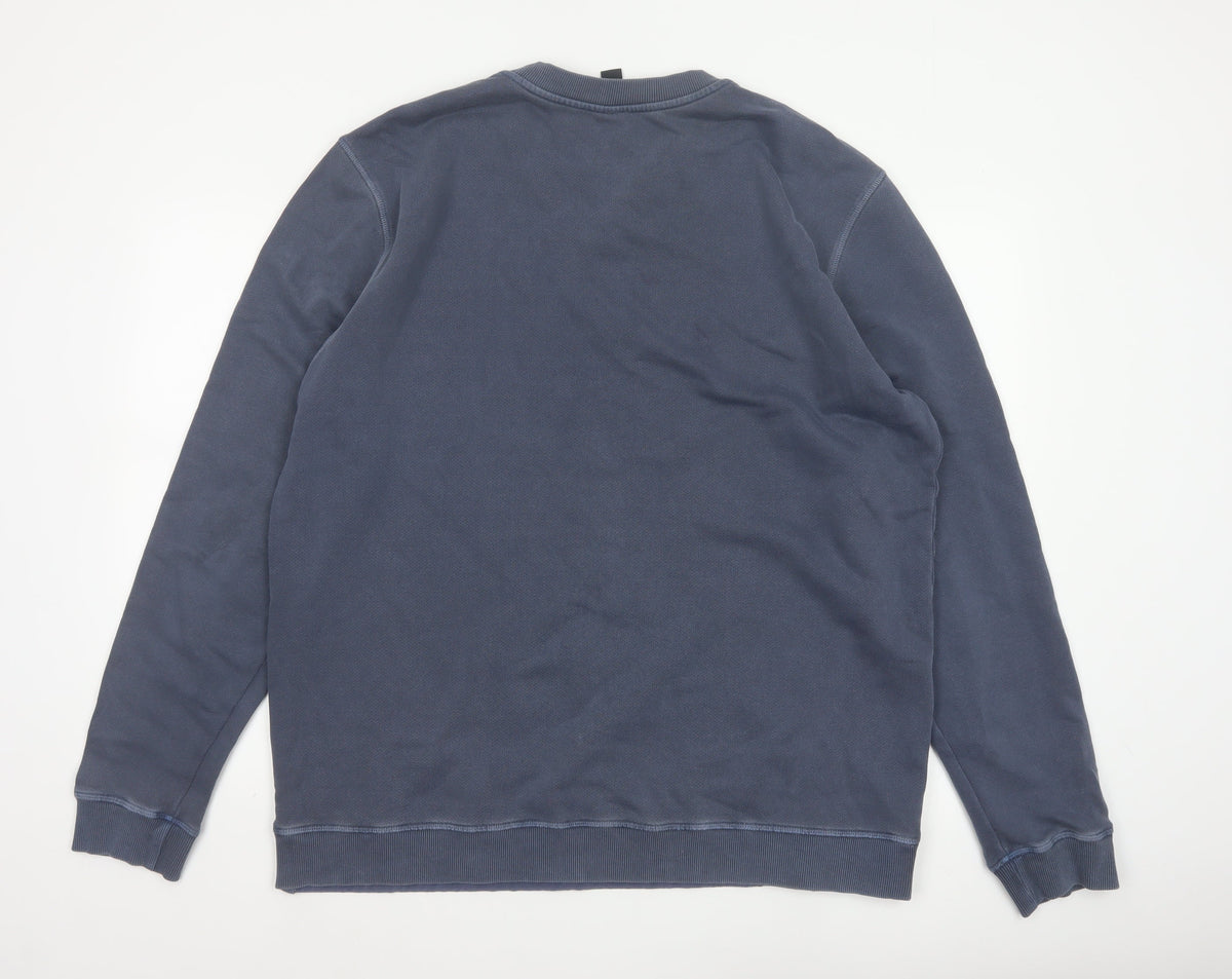 AlphaTauri Men’s Blue XL Crew Neck Logo Cotton Pullover Sweatshirt