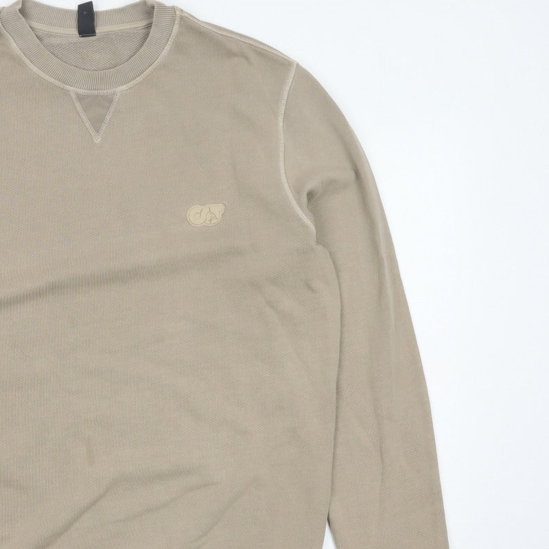 AlphaTauri Men’s Beige XL Crew Neck Logo Pullover Sweatshirt