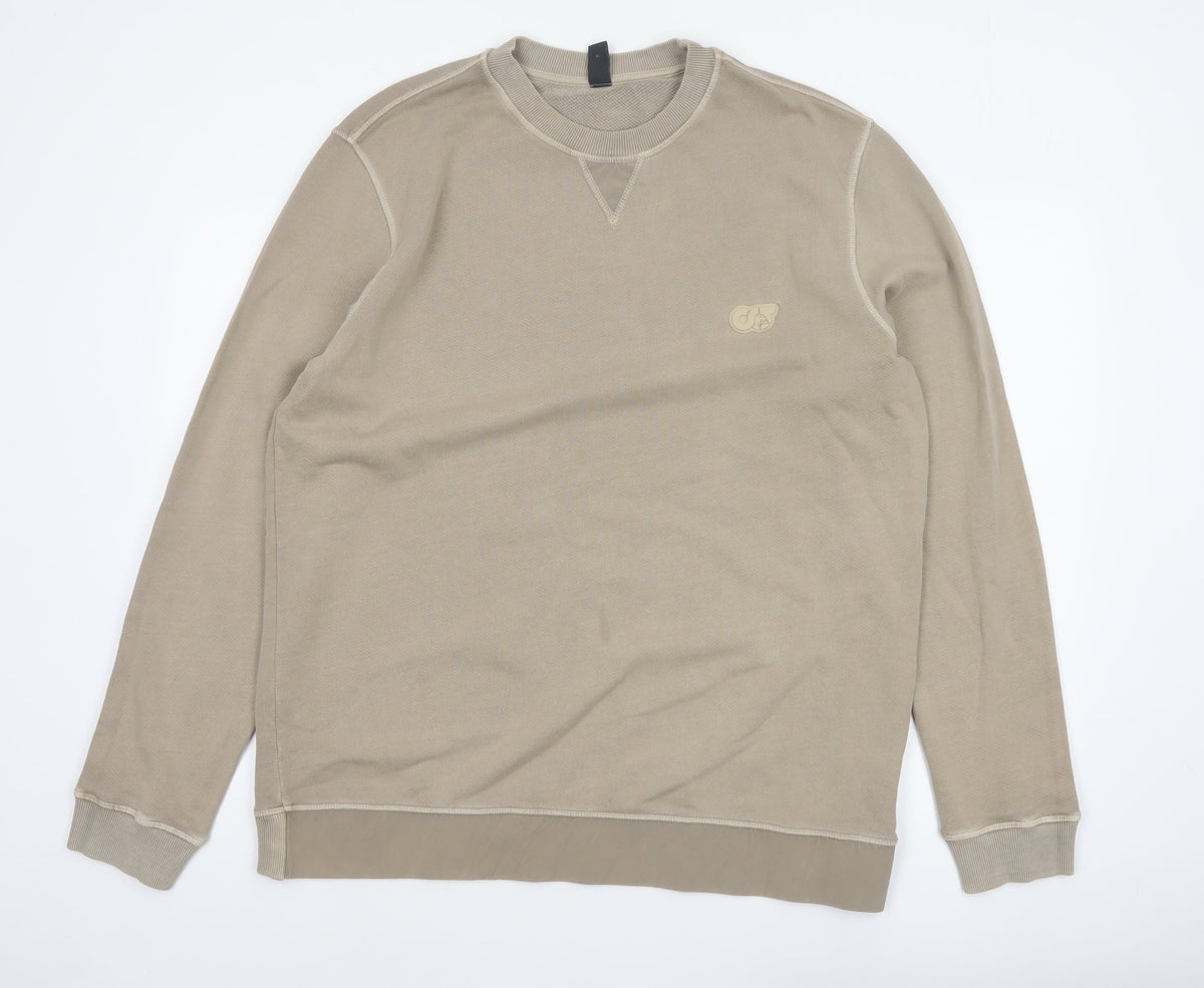 AlphaTauri Men’s Beige XL Crew Neck Logo Pullover Sweatshirt