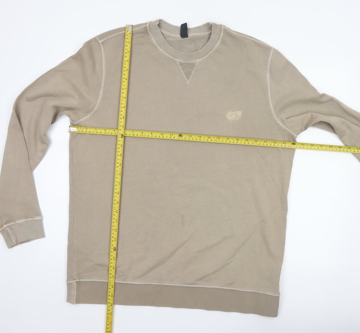 AlphaTauri Men’s Beige XL Crew Neck Logo Pullover Sweatshirt