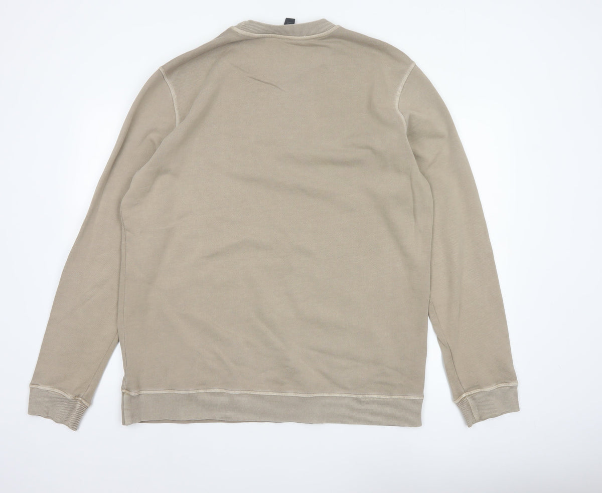 AlphaTauri Men’s Beige XL Crew Neck Logo Pullover Sweatshirt