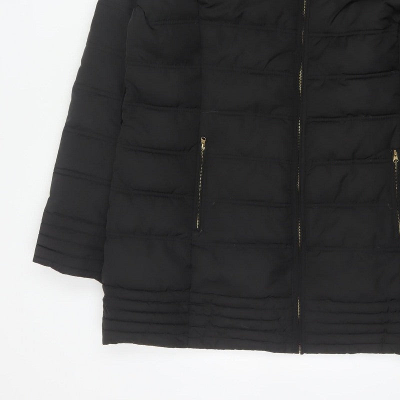 Tissaia Women’s Black Size 20 Quilted Puffer Coat Fur Trim