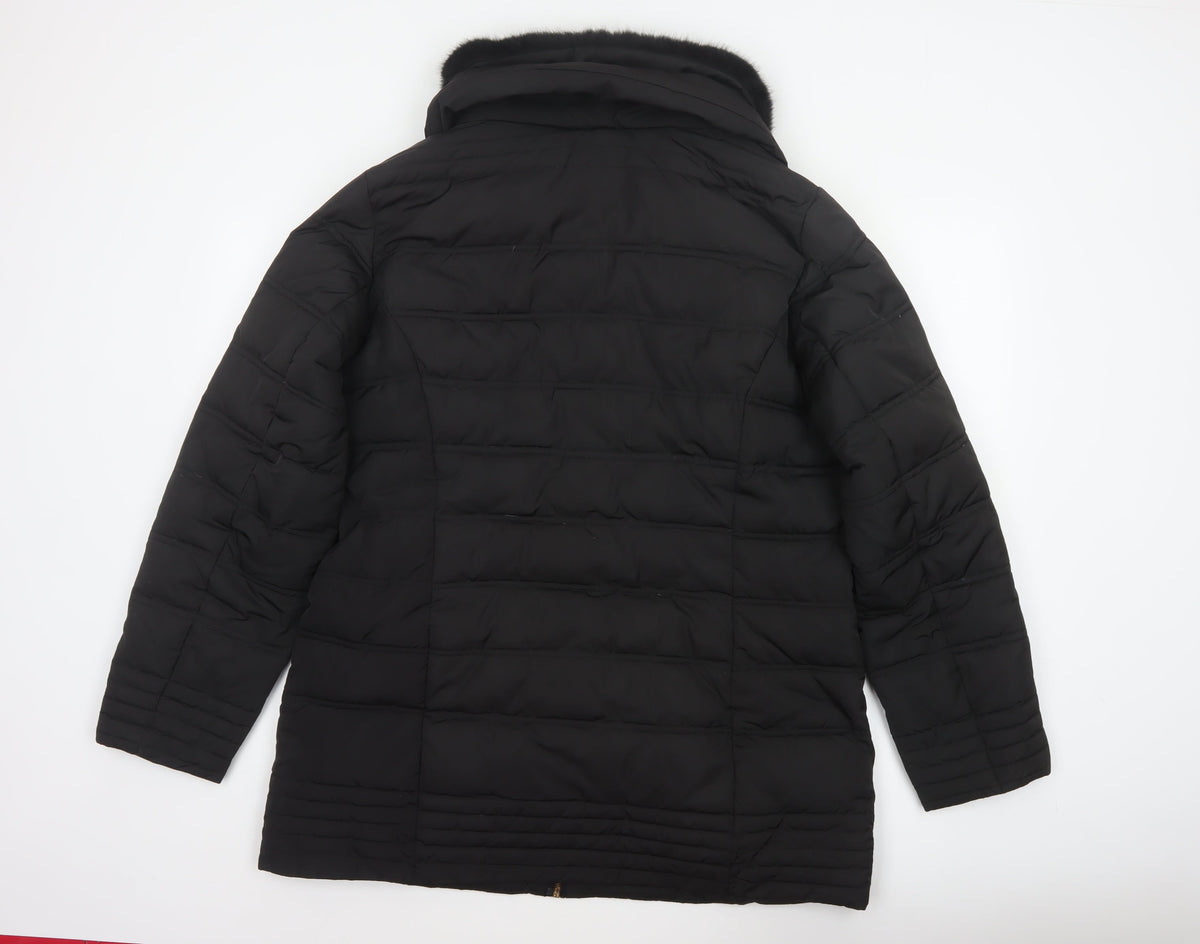 Tissaia Women’s Black Size 20 Quilted Puffer Coat Fur Trim