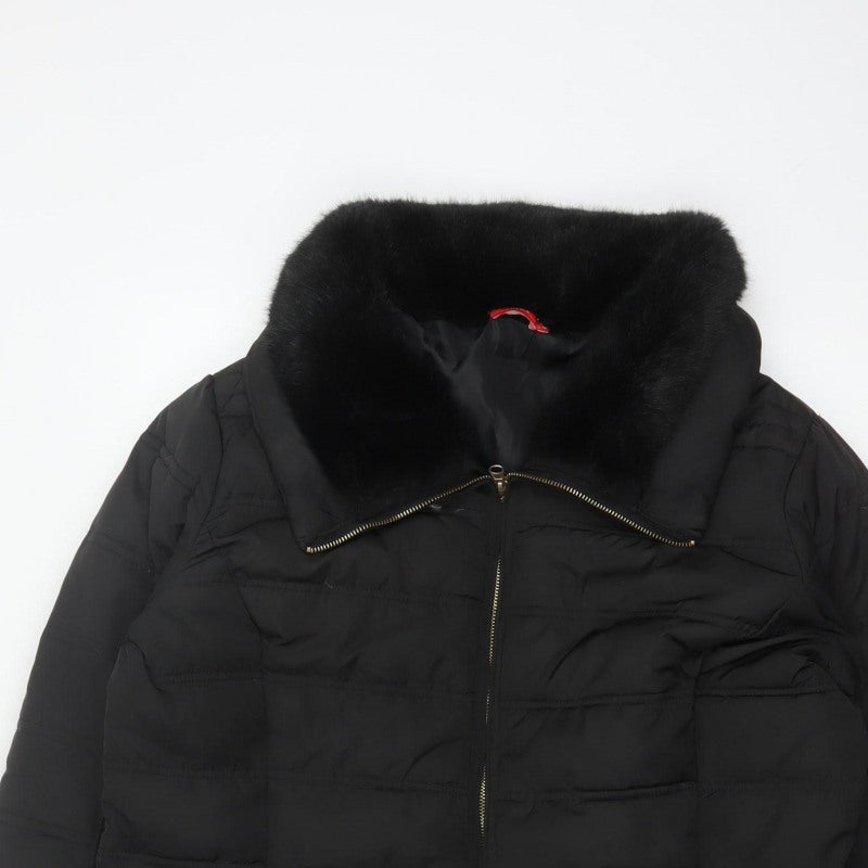 Tissaia Women’s Black Size 20 Quilted Puffer Coat Fur Trim
