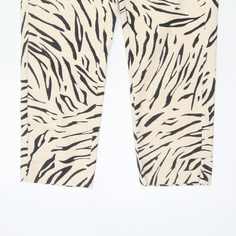 Marks & Spencer Women’s Black Mix Zebra Print Trousers UK 10