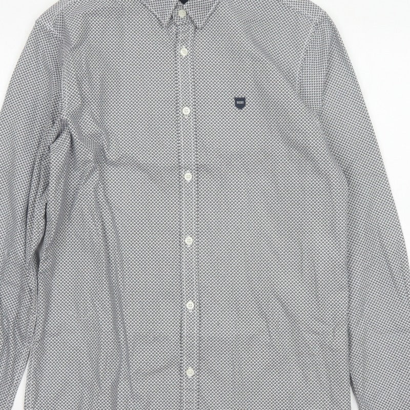Diesel Men's Black White Geometric Print Button-Up Shirt M