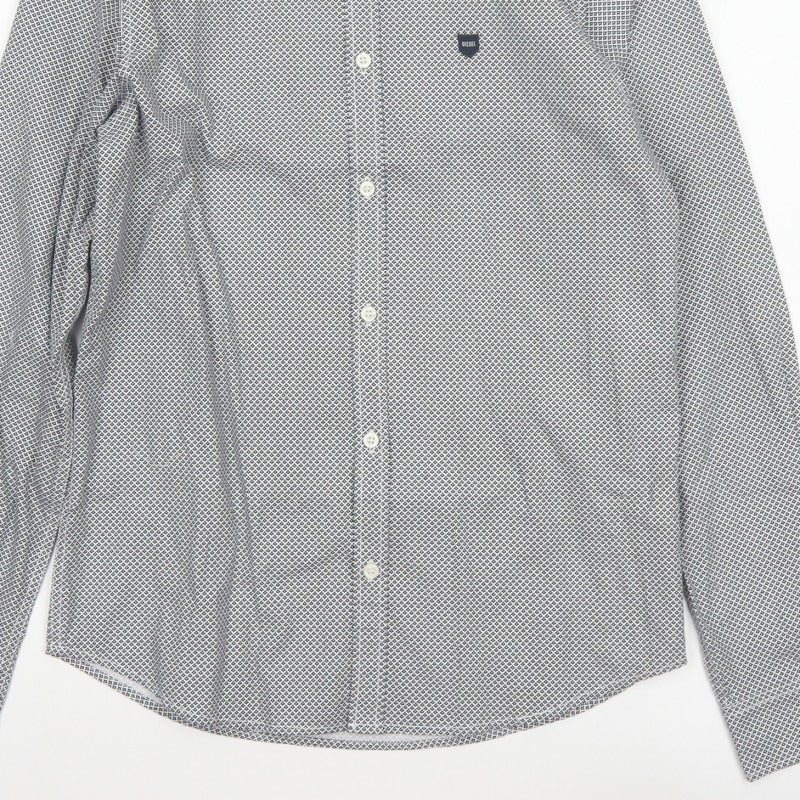 Diesel Men's Black White Geometric Print Button-Up Shirt M