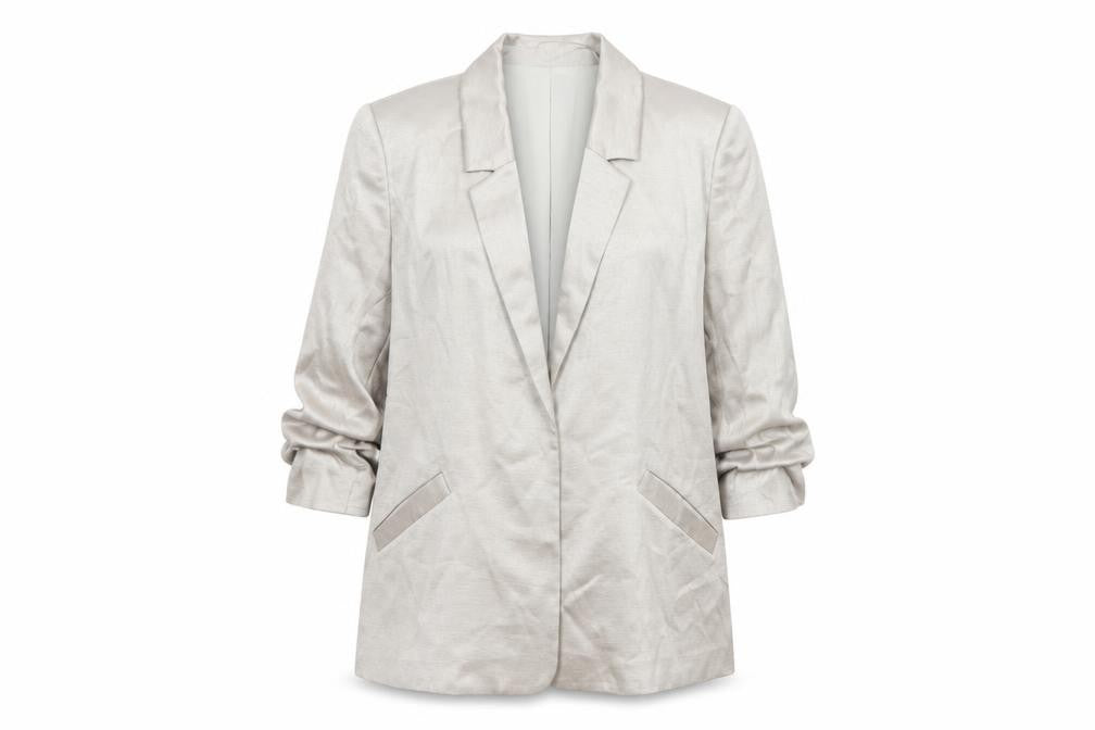 River Island Women Beige Size 12 Long Lined Notch Lapel Blazer