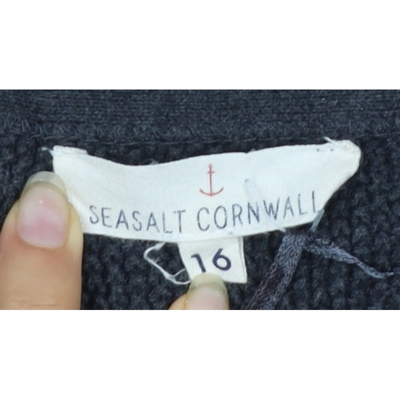 Seasalt Cornwall Women’s Black Size 16 Open Knit Pocket Cardigan