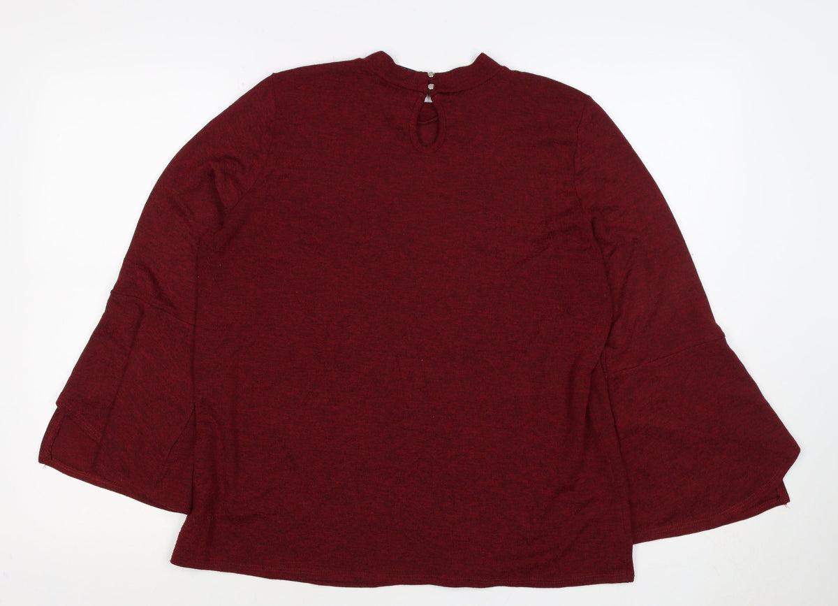 Willis Women’s Red UK 16 Mock Neck Bell Sleeve Stretch Blouse