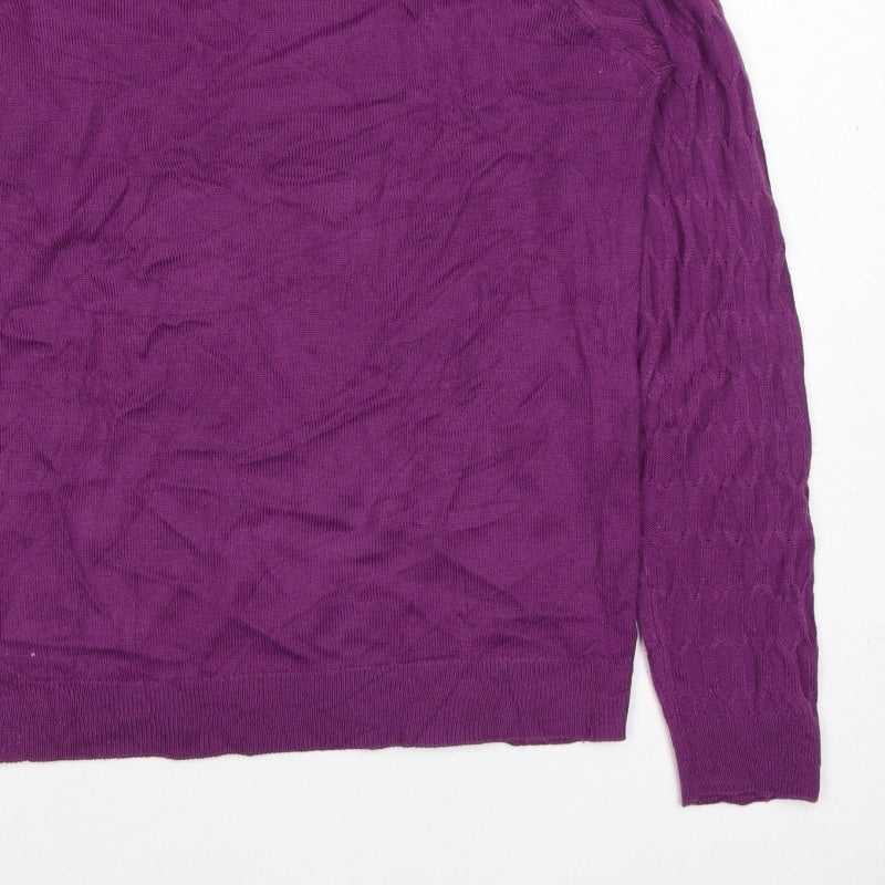 ISLE Essentials Women’s Purple S Cable Knit Roll Neck Jumper