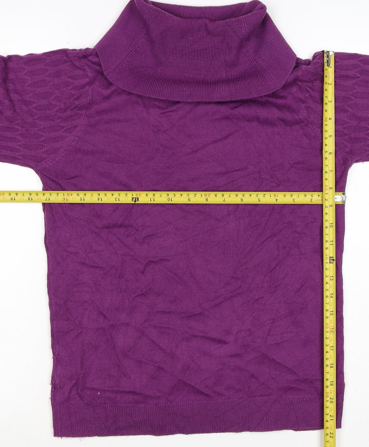 ISLE Essentials Women’s Purple S Cable Knit Roll Neck Jumper