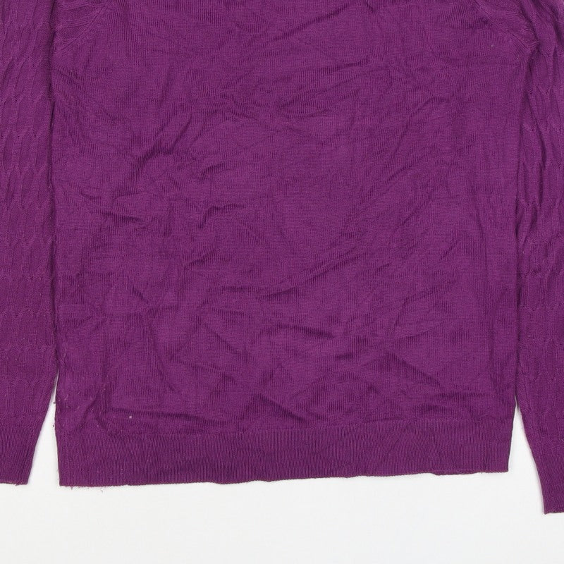 ISLE Essentials Women’s Purple S Cable Knit Roll Neck Jumper