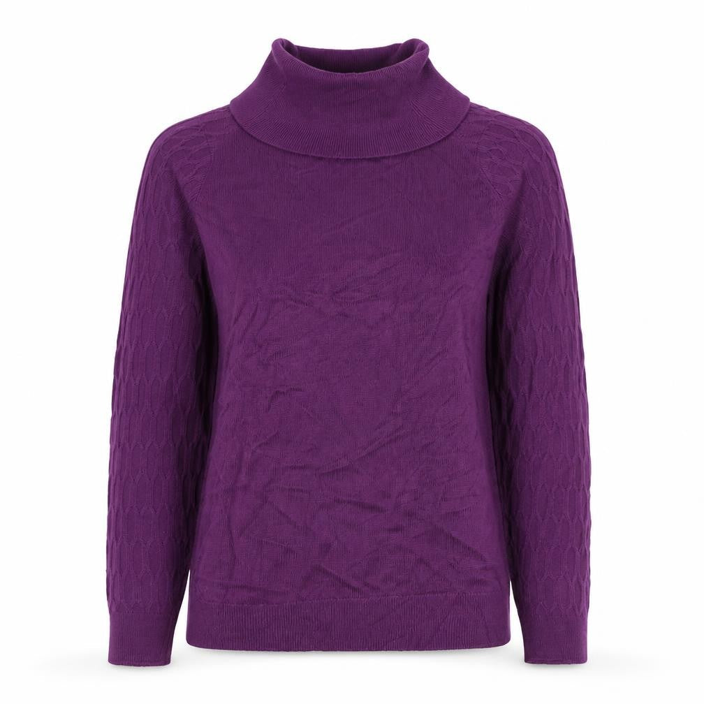ISLE Essentials Women’s Purple S Cable Knit Roll Neck Jumper