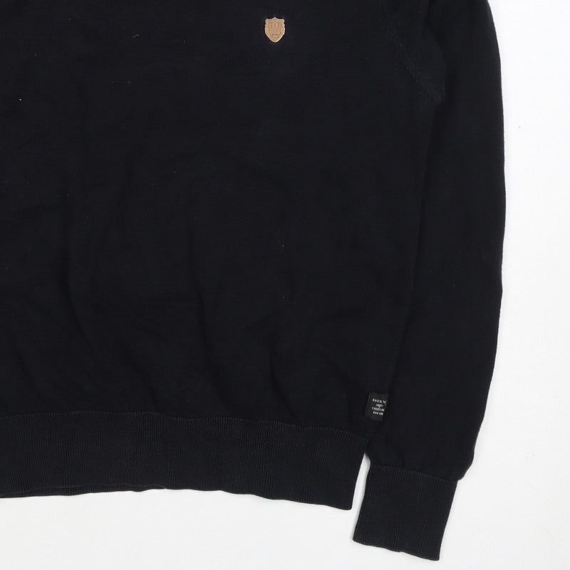 883 Police Men’s Black M Crew Neck Logo Knit Pullover Jumper