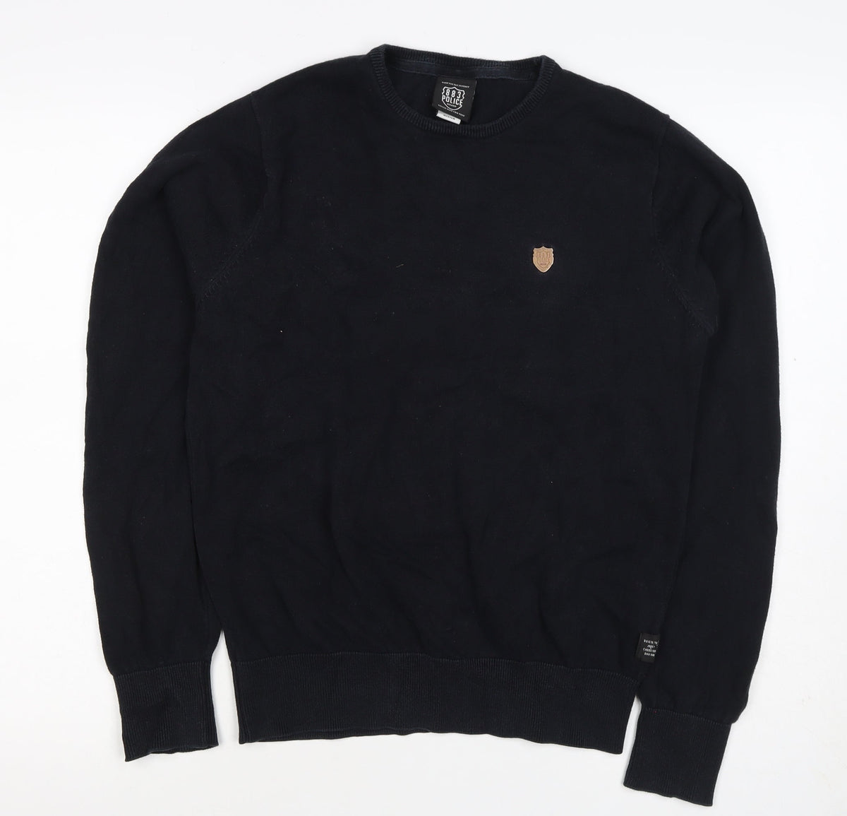 883 Police Men’s Black M Crew Neck Logo Knit Pullover Jumper