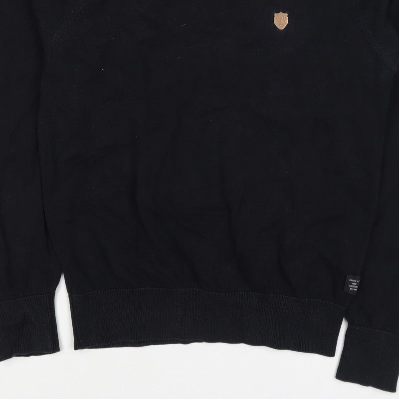 883 Police Men’s Black M Crew Neck Logo Knit Pullover Jumper