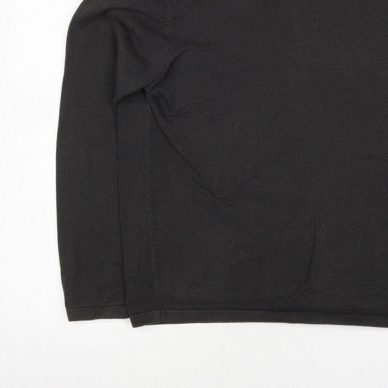 Zara Men’s Black M V-Neck Cotton Knit Pullover Jumper Classic