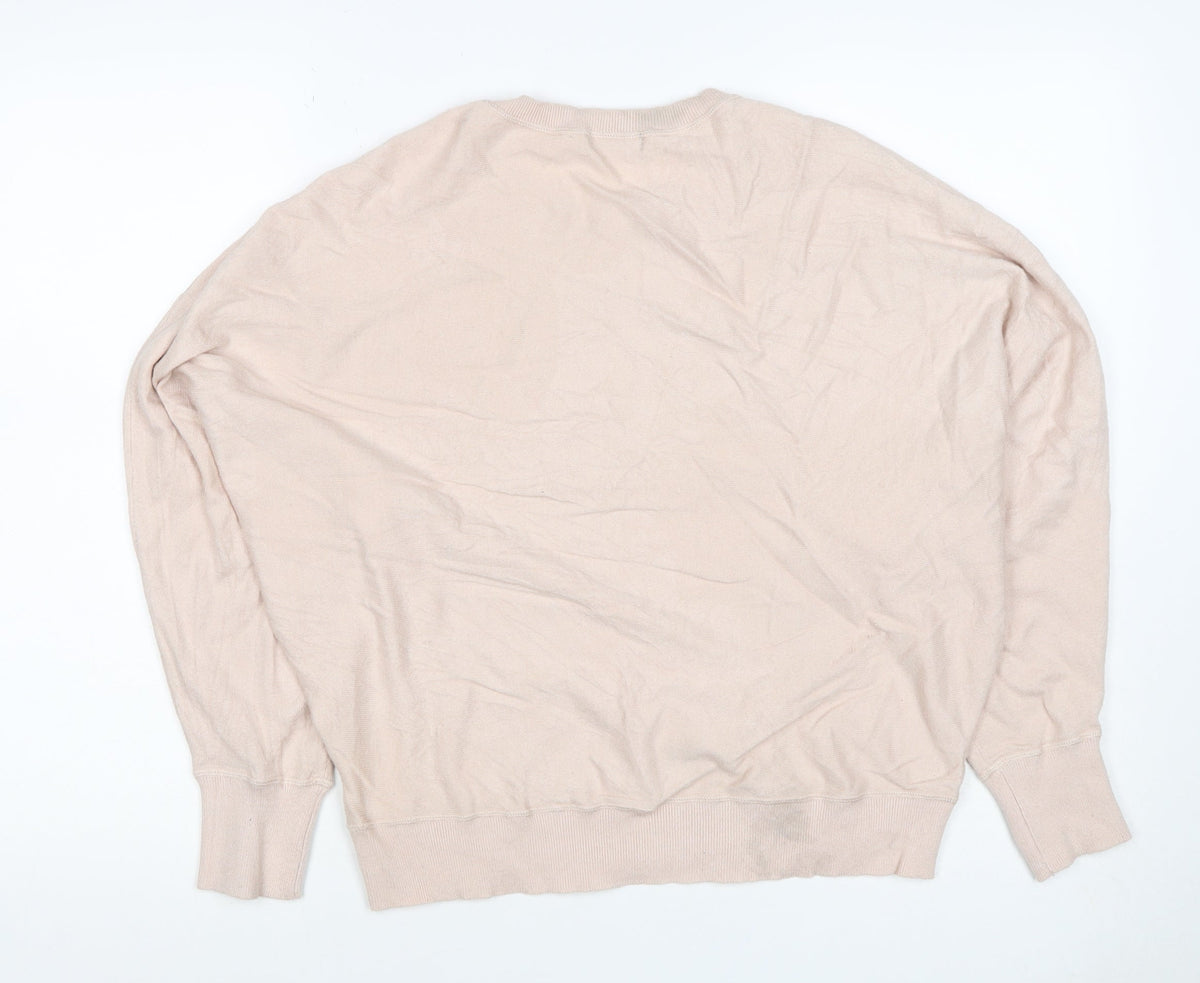 Chalk Women Beige One Size Crew Neck Long Sleeve Relaxed Pullover Jumper