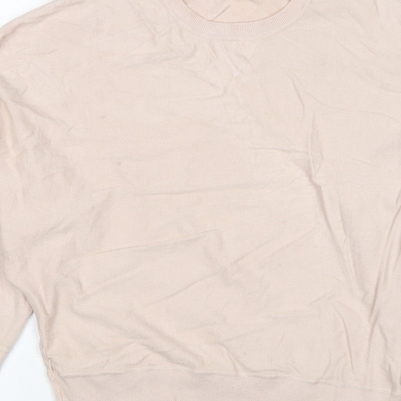 Chalk Women Beige One Size Crew Neck Long Sleeve Relaxed Pullover Jumper