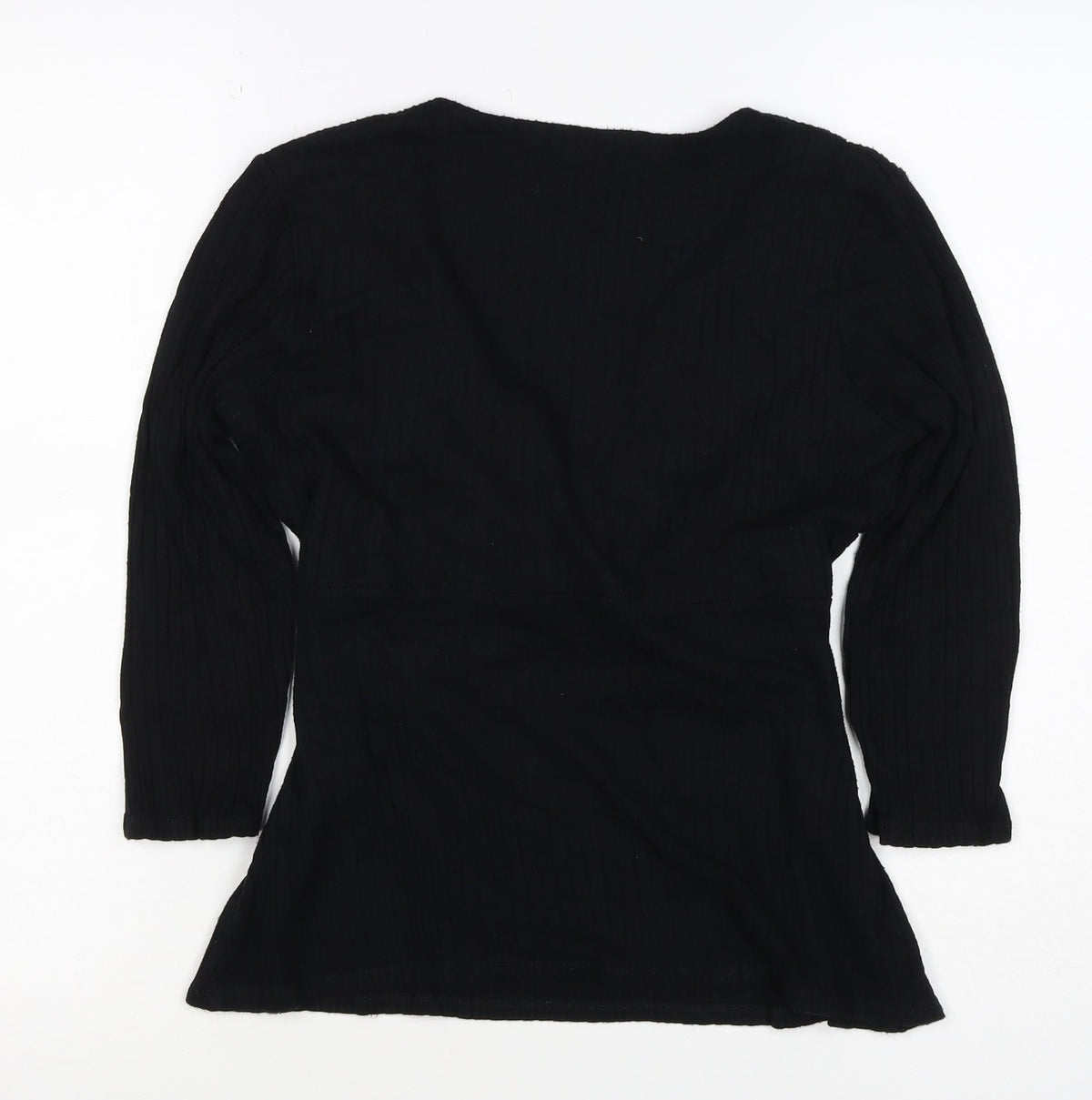 Bravissimo Women Black UK 14 Really Super Curvy Rib Knit Wrap Top