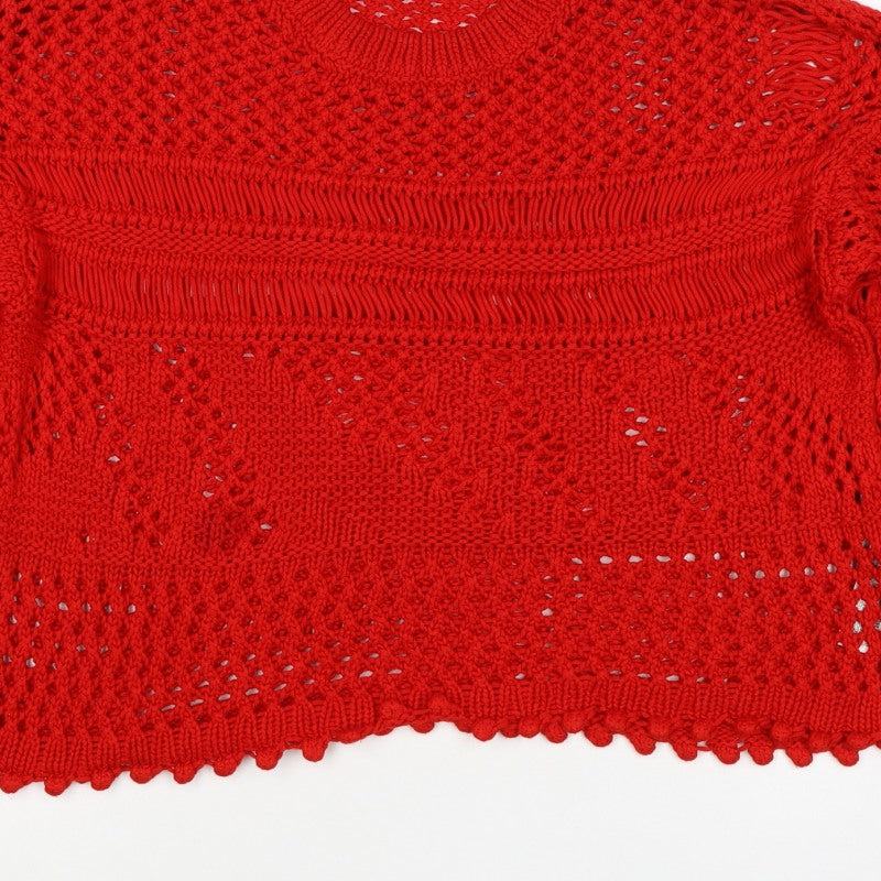 Zara Women’s Red Size S Open-Knit Crew Neck Pullover Jumper