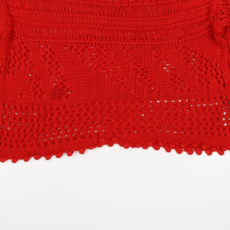 Zara Women’s Red Size S Open-Knit Crew Neck Pullover Jumper