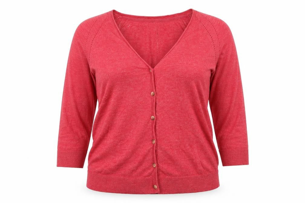 Fat Face Women Pink UK 16 V-Neck Button Raglan Knit Cardigan