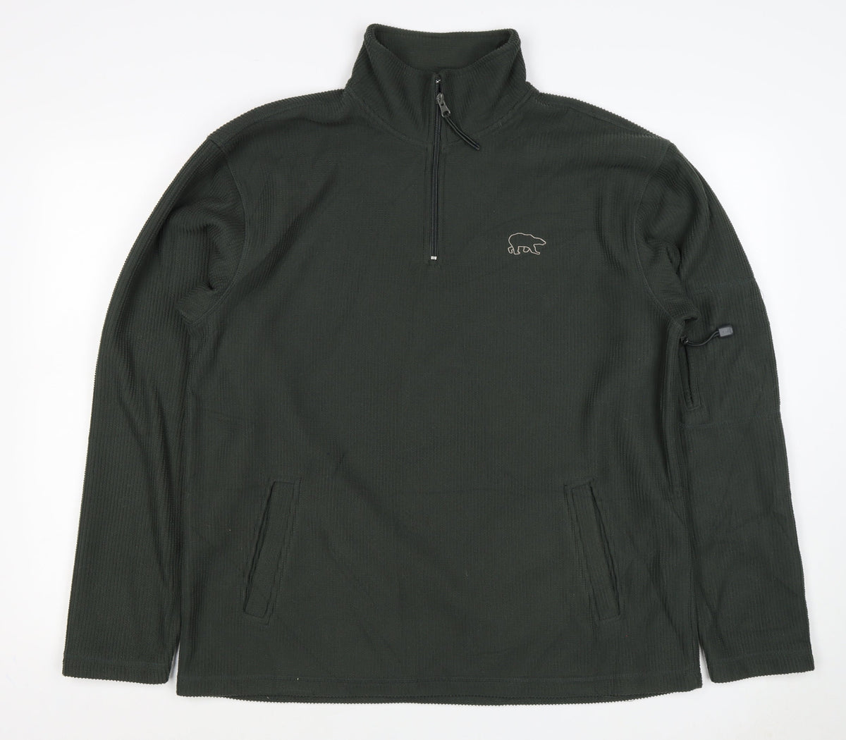 Authentic Men Black L 1/4 Zip High Neck Bear Logo Knit Sweatshirt