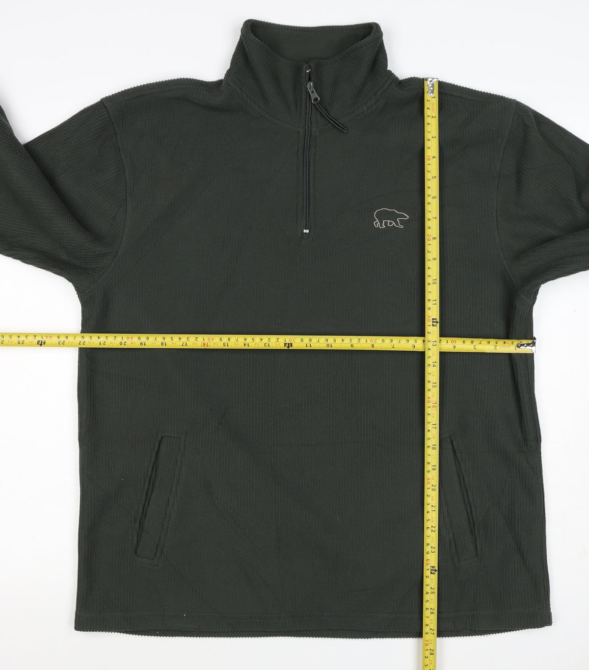 Authentic Men Black L 1/4 Zip High Neck Bear Logo Knit Sweatshirt