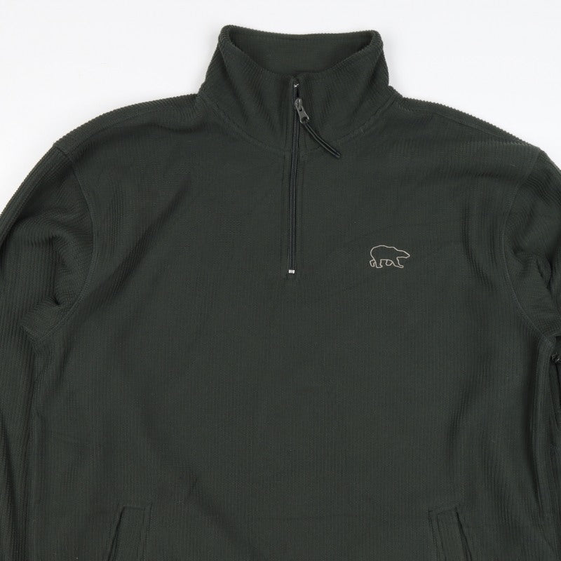 Authentic Men Black L 1/4 Zip High Neck Bear Logo Knit Sweatshirt