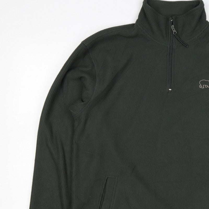 Authentic Men Black L 1/4 Zip High Neck Bear Logo Knit Sweatshirt