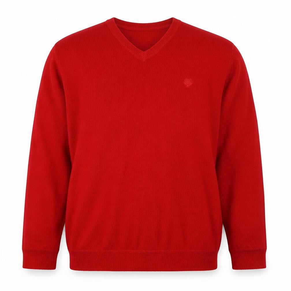 Red Herring Men’s Red XL V-Neck Pullover Jumper 100% Acrylic