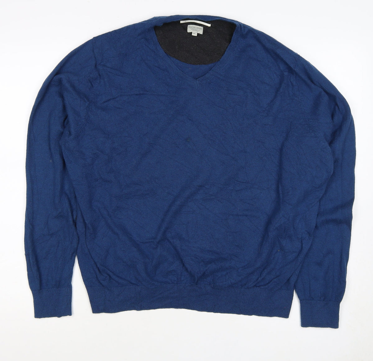 Racing Green Men’s Blue XL Cashmere Silk V-Neck Pullover Jumper