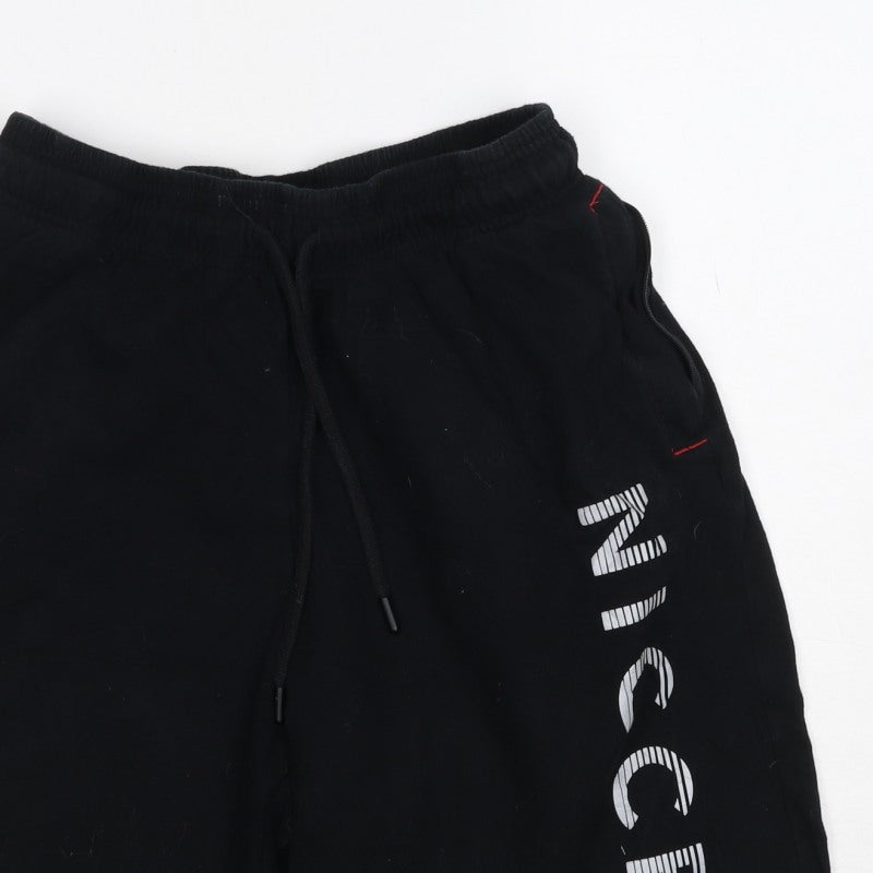 Nicce Men’s Black L Sweat Shorts Drawstring Logo Gym Training