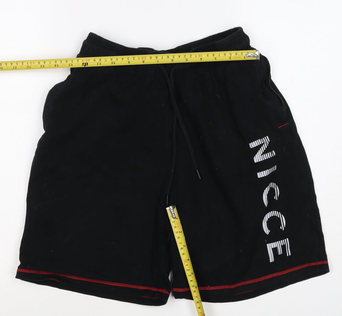 Nicce Men’s Black L Sweat Shorts Drawstring Logo Gym Training