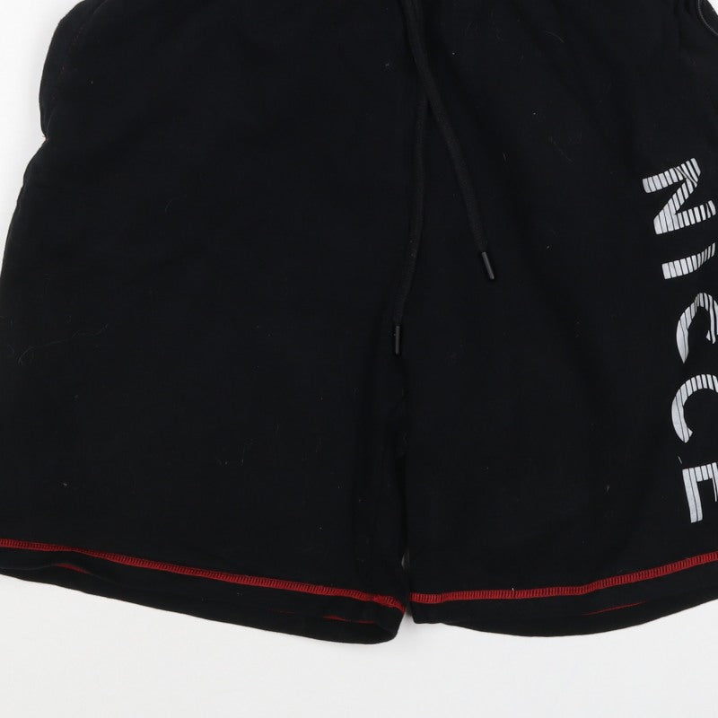 Nicce Men’s Black L Sweat Shorts Drawstring Logo Gym Training