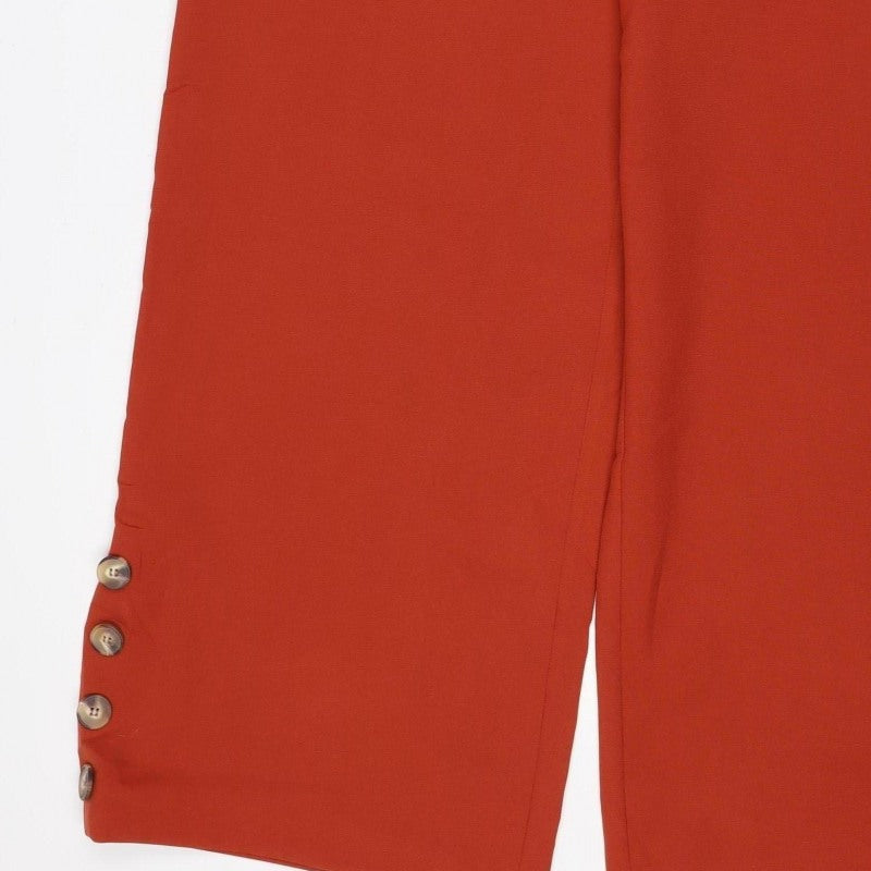 SHEIN Women Red UK 14 Wide-Leg Cropped Trousers Button Detail