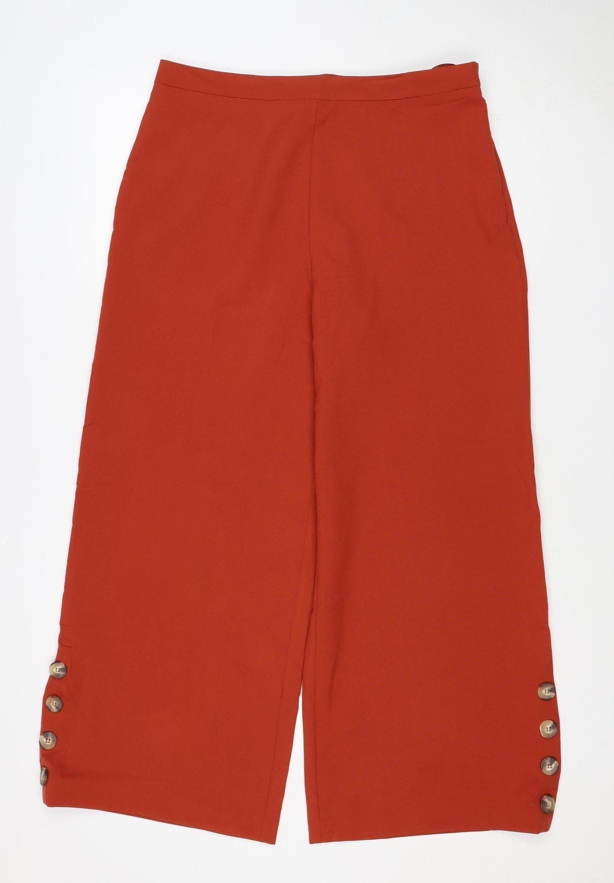 SHEIN Women Red UK 14 Wide-Leg Cropped Trousers Button Detail
