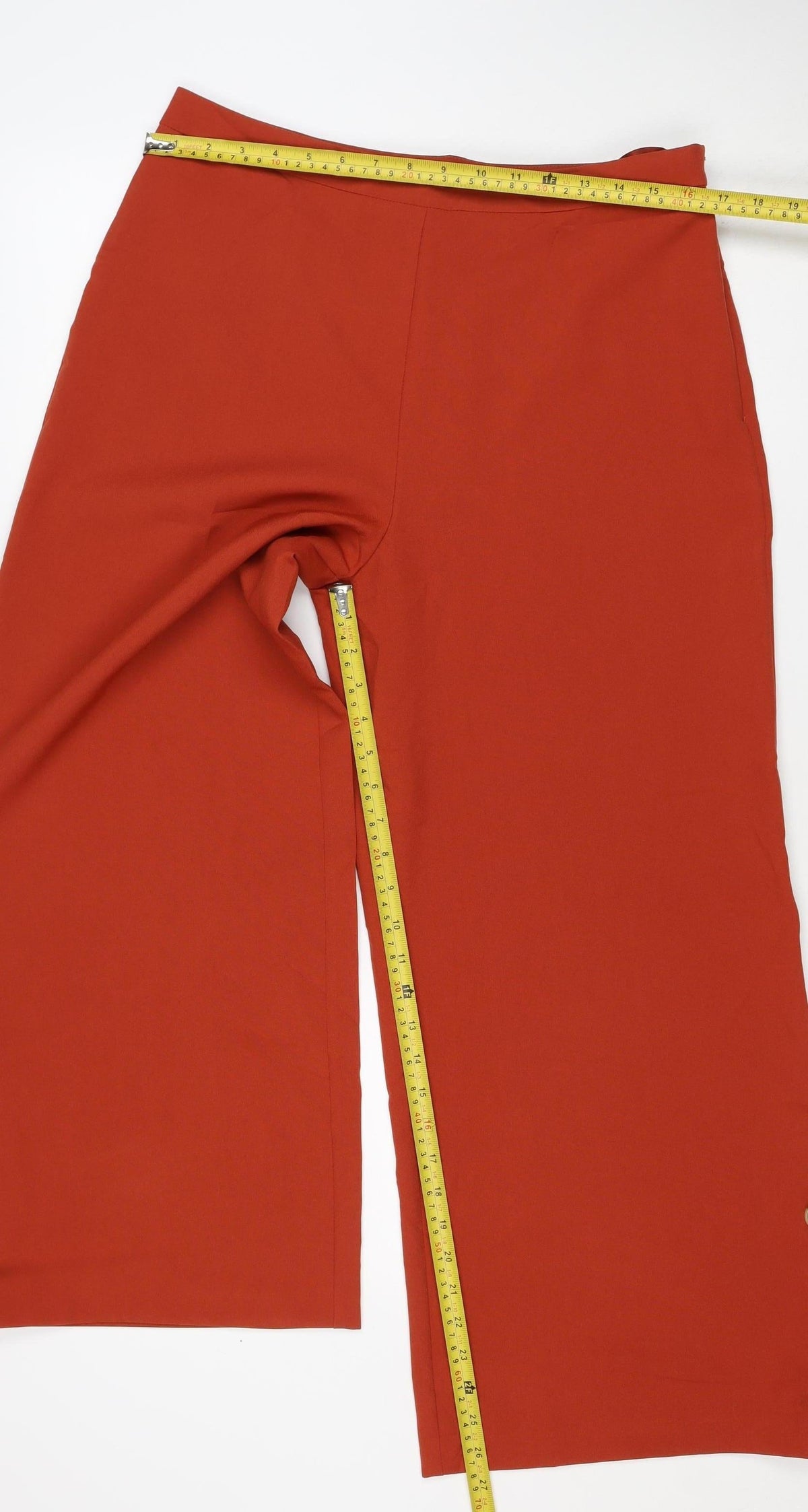 SHEIN Women Red UK 14 Wide-Leg Cropped Trousers Button Detail