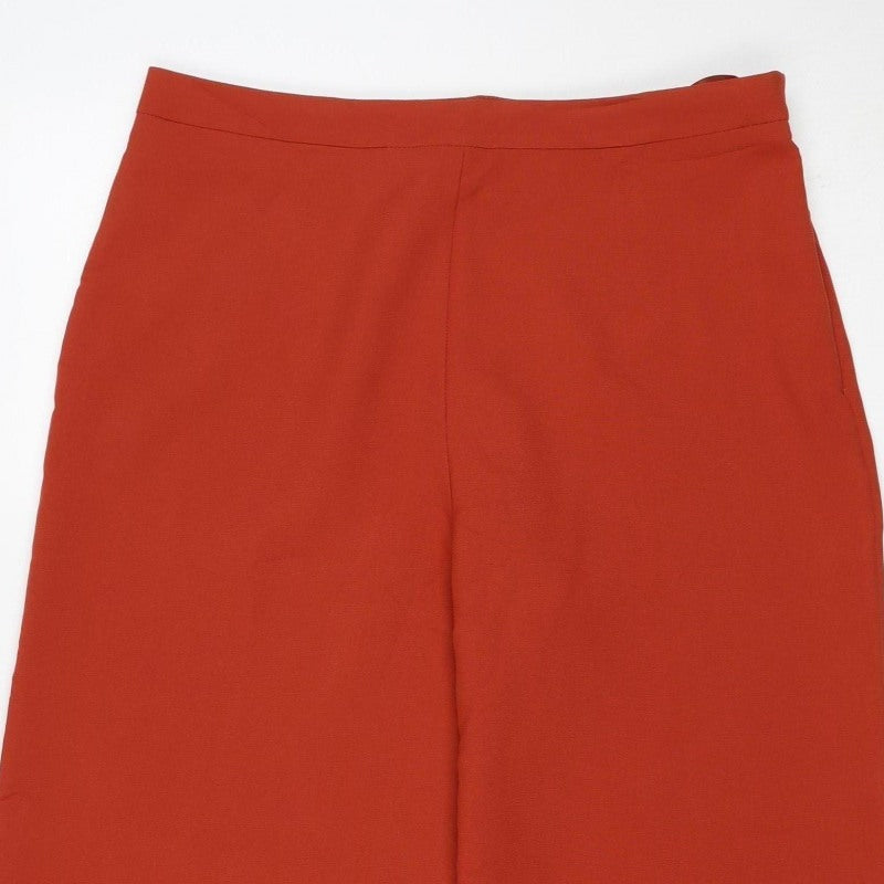 SHEIN Women Red UK 14 Wide-Leg Cropped Trousers Button Detail