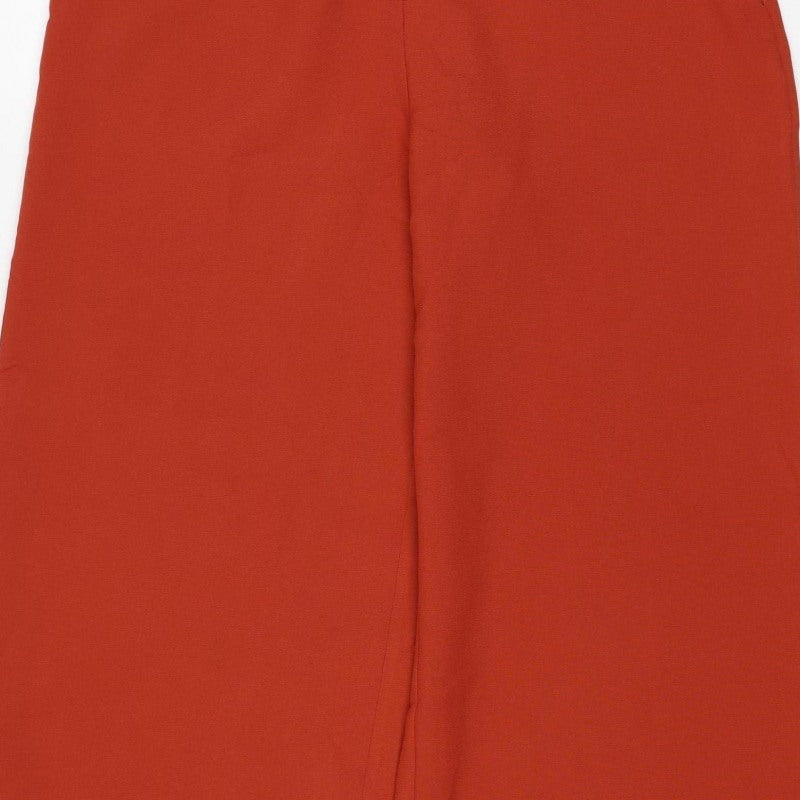 SHEIN Women Red UK 14 Wide-Leg Cropped Trousers Button Detail