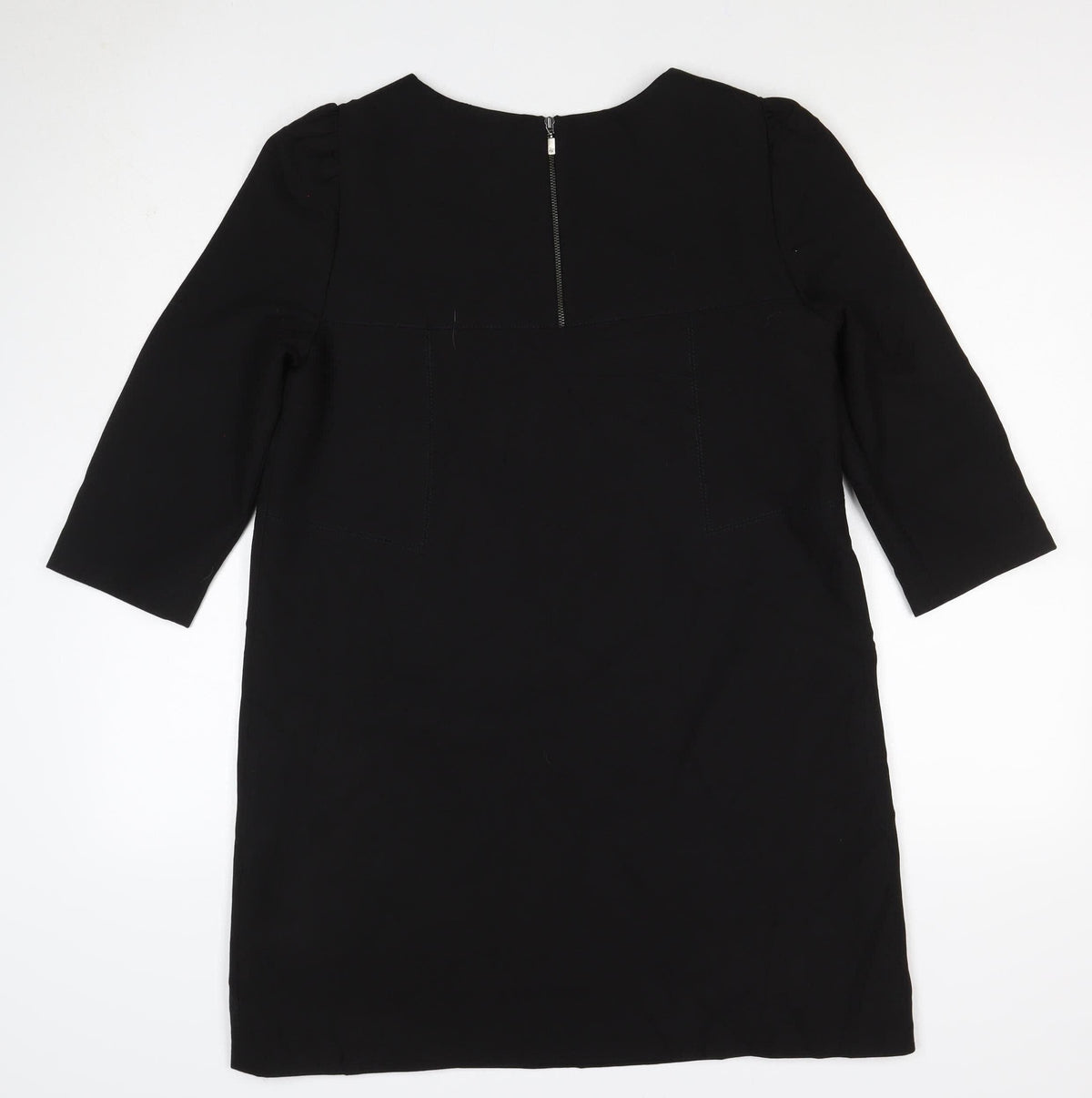 Zara Woman Black M Shift Dress 3/4 Sleeve Pockets Workwear