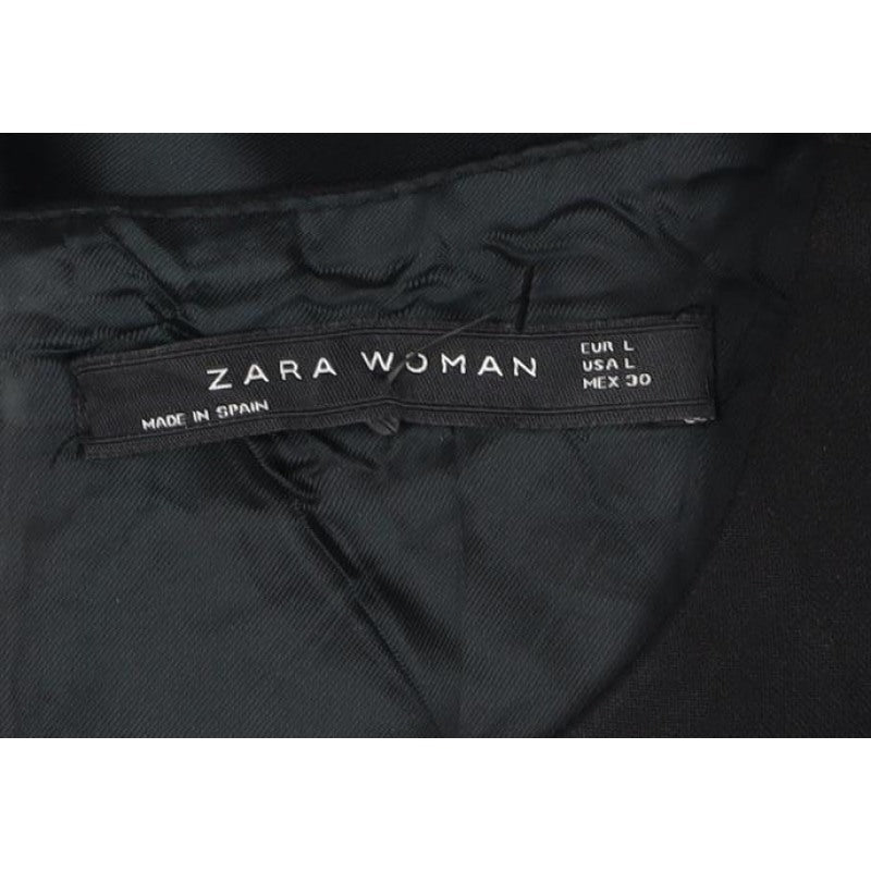 Zara Woman Black M Shift Dress 3/4 Sleeve Pockets Workwear