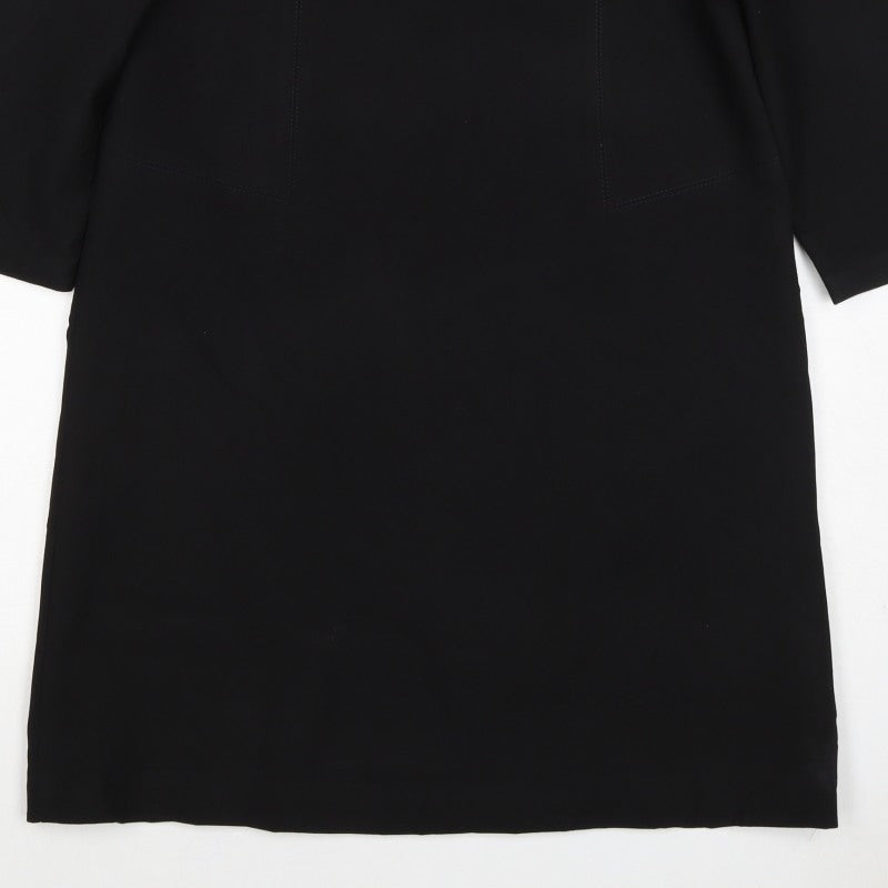 Zara Woman Black M Shift Dress 3/4 Sleeve Pockets Workwear