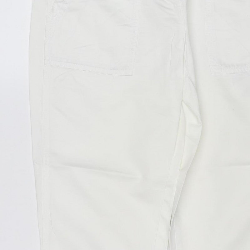 Next Women White UK 10 Cotton Cargo Capri Trousers Pockets