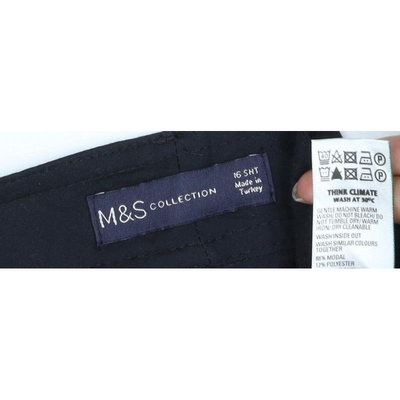 M&S Collection Women’s Black Size 16 Short Cargo Trousers Drawstring