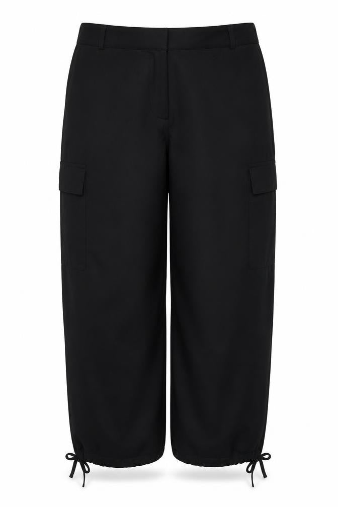 M&S Collection Women’s Black Size 16 Short Cargo Trousers Drawstring