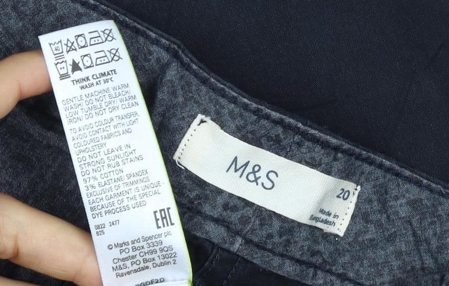 Marks & Spencer Women's Black Size 20 Regular Stretch Chino Trousers