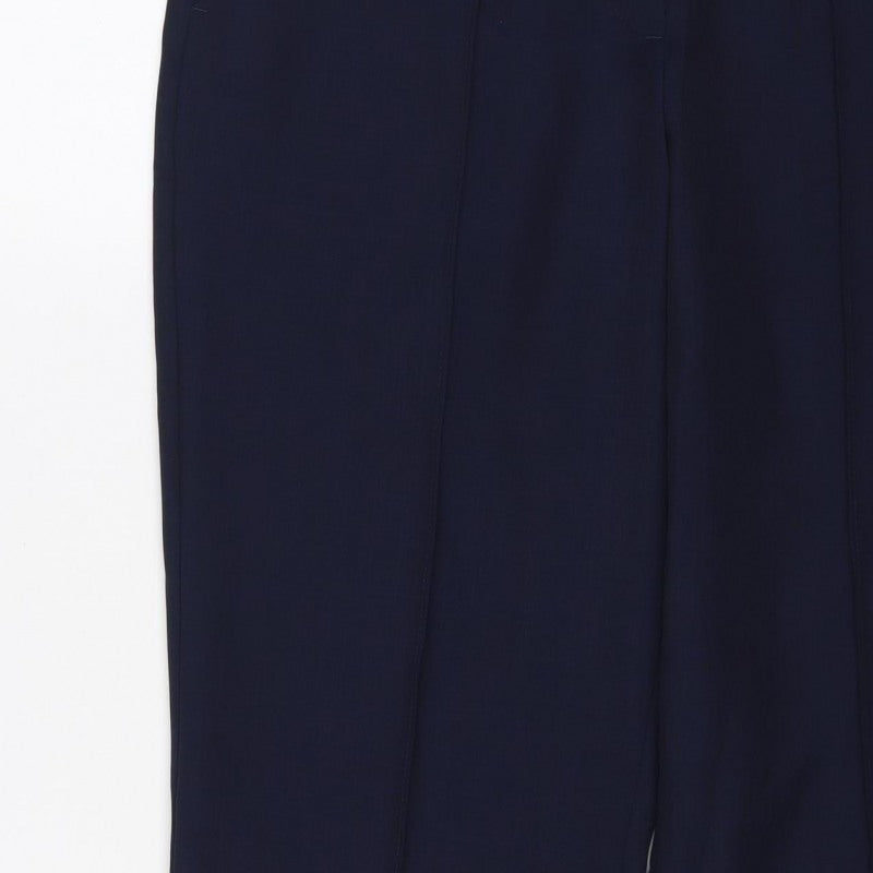 Marks and Spencer Women Navy UK 10 Short Wide-Leg Elastic Waist Trousers